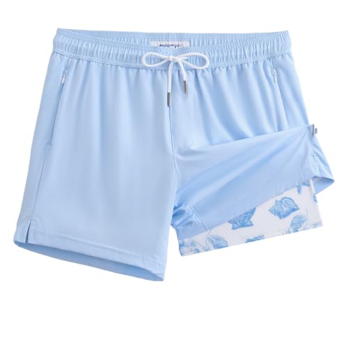Image of maamgic Mens Swim Trunks with Compression Liner 5 Inch Quick Dry for Beach