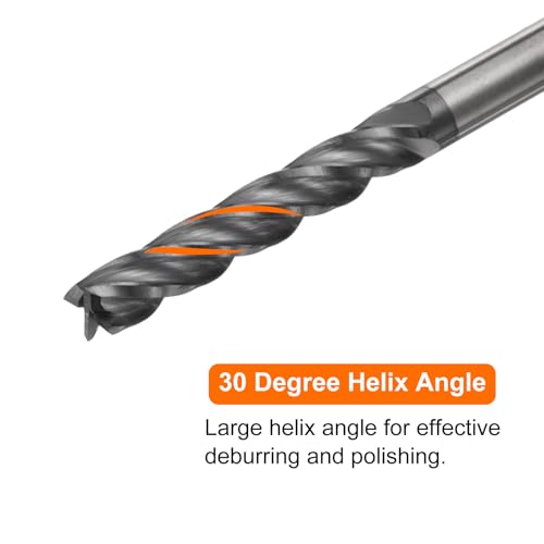 Image of HARFINGTON Carbide Square Nose End Mill Bit 3 /16 inch Cut Dia 4 Flutes TiAlN Coated Milling Cutter for Hardened Steel Metal (3 /16 inch Shank 1-1 /8 inch Cut Length 3 inch Long 30 Degree Helix)