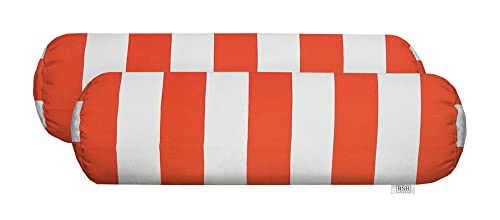 RSH Décor: Set of 2 Neck Roll Throw Pillows | Indoor/Outdoor All Weather Polyester Fabric | Decorative Accent Cushions for Patio Furniture | Reversible | 24” x 8