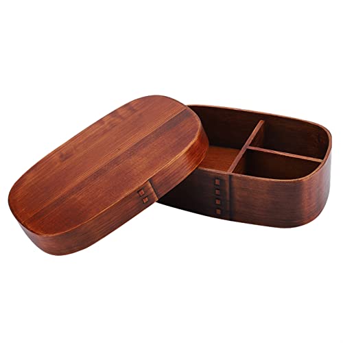 ERYUE de Madera Vintage Caja Ecológica con Separador Extraíble para Almuerzo de Trabajo Contenedor Portátil para Picnic y Uso en la Oficina (18 * 12 * 5,5 cm/3)