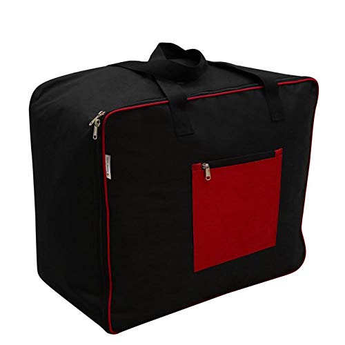 Marine Pearl Storage Bag for Clothes Large Underbed Organizer Blanket Cover Foldable Moisture Proof Double Premium Zip & Outer Zipper Pocket & Strong Handles Tear Resistant Polyster Toys Storage Bag 54x46x28cm) (King Black)