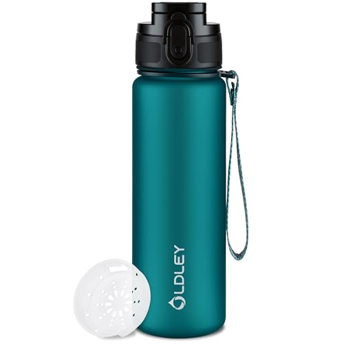 OLDLEY 500ml Wasserflaschen mit Sieb, BPA-freie auslaufsichere Trinkflasche für Kinder, leichte wiederverwendbare 0,5l schlanke Tritan-Flasche für Schule, Fitness, Sport, Outdoor, Arbeit