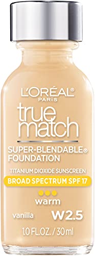 L'Oreal Paris Makeup True Match Super-Blendable Liquid Foundation, Vanilla W2.5, 1 Fl Oz,1 Count
