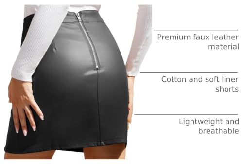 Image of We1Fit Womens Fuax Leather Skirt High Waisted Bodycon Pencil Mini Skirts with Shorts
