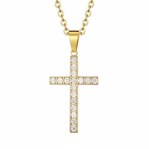 LIYINGFUING Collar de cruz con tachuelas de acero de titanio, joyería de personalidad para hombres y mujeres, Metal