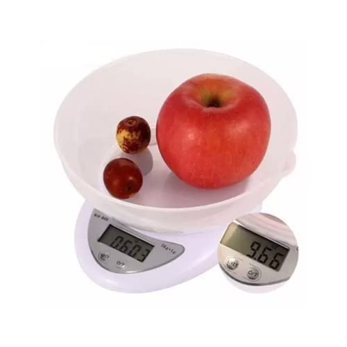 Balança Eletrônica Digital com Display de Alta Precisão Para Cozinha 1g a 5kg Com Bandeja em forma d