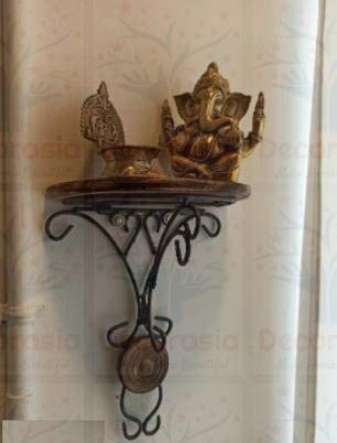 DECORASIA� Beautiful Small Antique Wooden & Iron Wall Temple/Mandir for Home,Office and Other Multi Purpose Utility