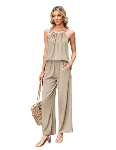 FIOPHY Women's Summer 2 Piece Vacation Outfits Set Cotton Linen