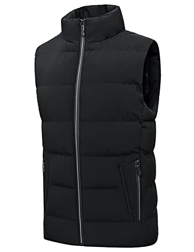 Locachy Men's Outdoor Casual Full Zipper Stand Collar Padded Vest Coats Sleeveless Jacket3