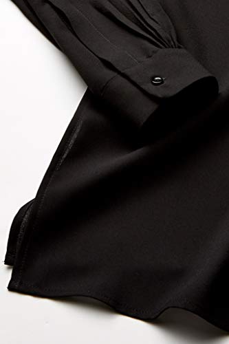 Anne Klein Womens Pop-Over With Covered Placket And Side Slits Blouse, Anne Black, Medium Us #TOP6