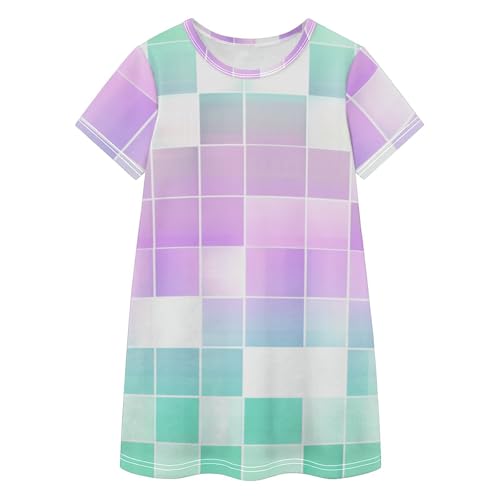 Vestido casual de 2 a 8 años en algodón de cuadros morados