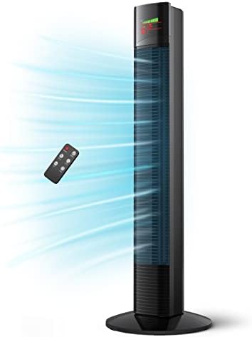 SWIPESMITH Tower Fan, 36” Space-Saving Cooling Fan with 3 Speeds, 3 Modes, Remote Control, LED Display, 12H Timer, Portable Standing Floor Bladeless Fan for Bedrooms, Living Rooms, Kitchen, Offices