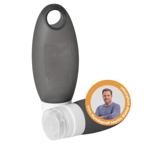 Martin Rütter Futtertube für Hunde – befüllbar, auslaufsicher, BPA-freies Silikon, 100 ml, Farbe: Dunkelgrau, ideal für Training und unterwegs - Inklusive Ersatzdeckel