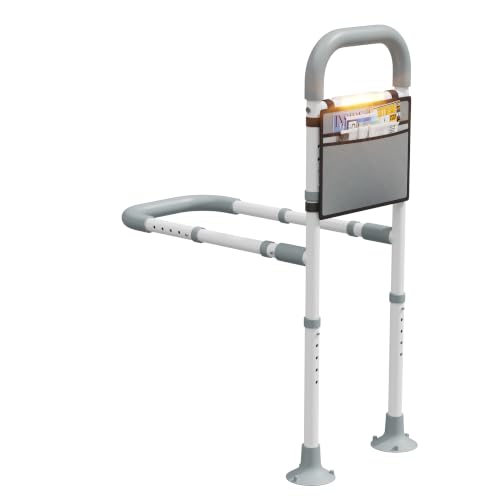 Yornoli Bed Rail for Elderly Adults with Motion-Sensing Light Adjustable Non-Slip Grip Handle Sturdy Steel Frame Easy Installation Storage Pocket Safety & Support for Seniors (104CM)