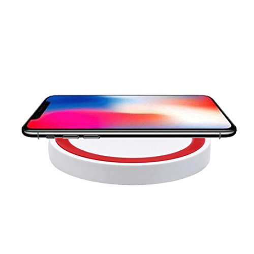 MChoice for iPhone 8/8 Plus/X, New Portable Qi Wireless Power Fast Charger Charging Pad for iPhone 8/8 Plus/X (Red)