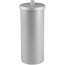 iDesign Freestanding Bathroom Toilet Paper Storage Holder with Lid for 3 Extra Rolls, Silver