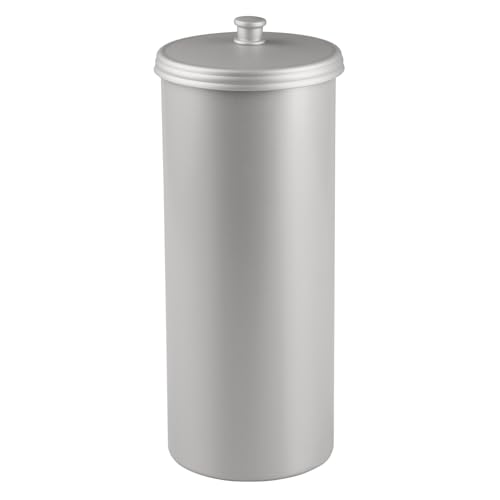 iDesign Freestanding Bathroom Toilet Paper Storage Holder with Lid for 3 Extra Rolls, Silver by iDesign - Used condition - US$11.83