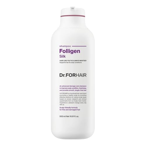Dr.FORHAIR Folligen Silk Shampoo | Korean Haircare for Volume & Damage Care | Smooths and Softens Rough Hair | For Hair Thickening & Fuller Looking, 16.91 fl oz