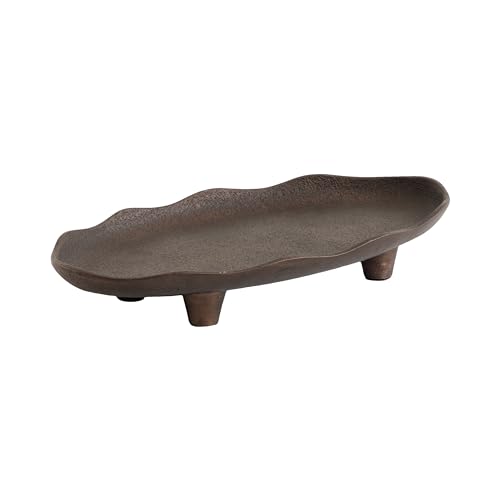 Kate And Laurel 227561 Alessia Modern Decorative Scalloped Oval Footed Metal Tray cover