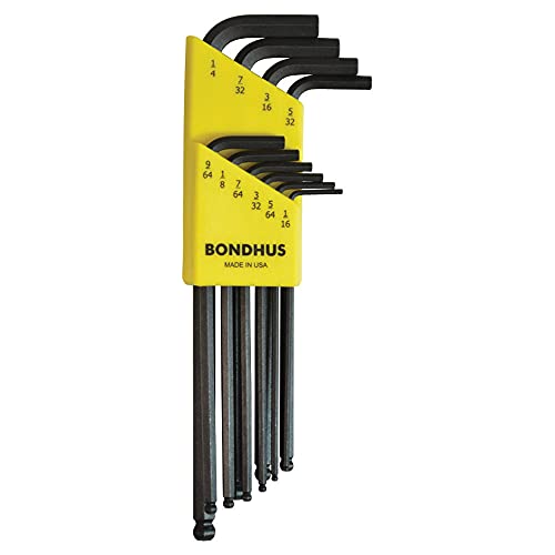 Bondhus 10938 Set 10 Ball End L-Wrenches 1/16-1/4
