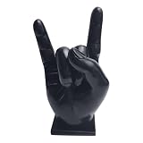 Rock Hand Drumstick-Halter, Harz, Drumstick-Display, Ständer, Regal, Schlägel, Drumstick-Halter, Heimdekoration, lustiges Geschenk für Schlagzeuger, schwarze Ornamente (schwarz, 15 x 8 x 7 cm)