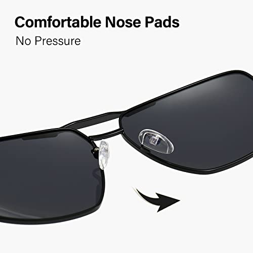 ANRRI Square Aviator Sunglasses for Men Polarized Metal Sun Glasses Frame UV400 Protection Driving Fishing Sports Eyewear3