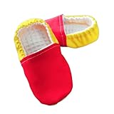 TISSU ANTI UV chaussons bébé anti uv,protection sensitive protection 50+,bicolore rouge et jaune, semelle en alcantara fabrication française,été (T.18/24 MOIS)
