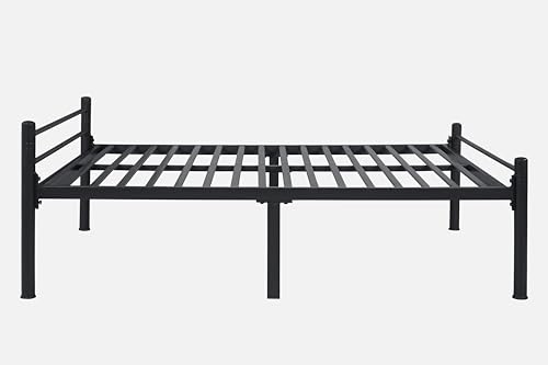 Image of Nivo Metal Extra Single Size Bed Without Storage | Wrought Iron Cot with Headboard & Footboard| Sturdy Powder Coated Platform Bed Extra Single Size Cot for Bedroom (Nivo Black)
