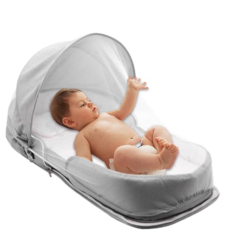 Cunas plegables para bebé, cuna de viaje, cuna plegable para niños pequeños, cama de viaje, red de malla ligera y transpirable, cunas plegables para bebés y niños pequeños, cama móvil portátil, cama