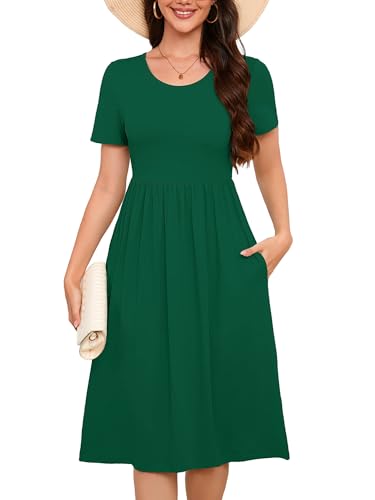 Image of Heymoments Women's Casual Short Sleeve Midi Dress with Pockets