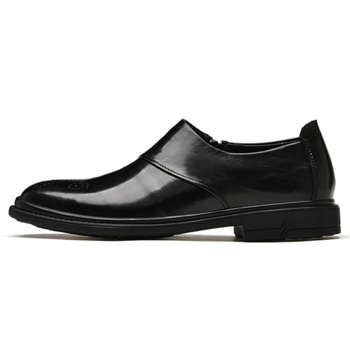 Dress Oxford Shoes for Men Slip On Round Burnished Toe Brogue Shoes Non Slip Block Heel Rubber Sole Anti-Slip Casual3