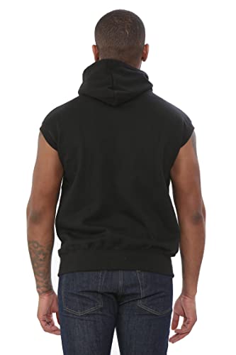 Indigo Soul Men's Casual Sleeveless Hoodies Zip Up Sweatshirt Workout Gym Fitness Drawstring Hooded Tank Top with Pockets (M, Black) - Image 3
