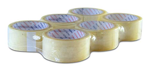 Pack of America 6 Rolls Clear Packing and Shipping Tape 55 Yards 1.88" 1.8 Mil Multipurpose Eco Adhesive Tapes for Moving Boxes, Carton Sealing, Home & Office Mailing, Commercial Warehouse Depot
