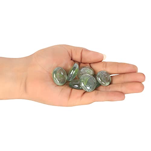 Image of Color Stone Decorative Shiny Glossy Flower Glass Pebbles for Vase Fillers Plant Pots Home Table Garden & Outdoor Decoration (Transparent Green 4Kg)