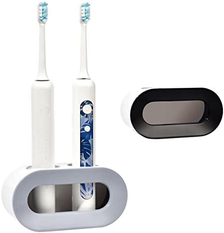 2Pcs Electric Toothbrush Holder,Wall Mounted Electric Toothbrush Holder,Double Hole Electric Toothbrush Stand Toothbrush Organizer for Bathroom (Black+grey)