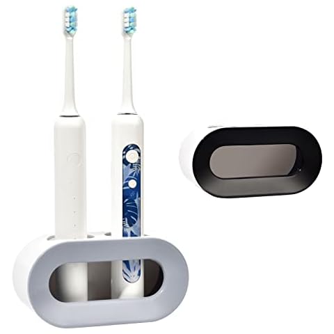 2Pcs Electric Toothbrush Holder,Wall Mounted Electric Toothbrush Holder,Double Hole Electric Toothbrush Stand Toothbrush Organizer for Bathroom (Black+grey) Cover