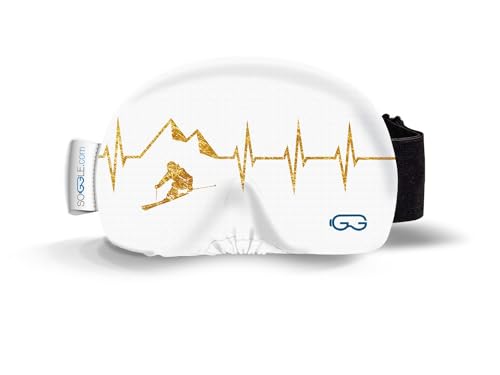 Soggle Ski Goggles Protective Microfibre Cover (One Size), Colour: Heartbeat Skier White/Gold, heartbeat skis white/gold