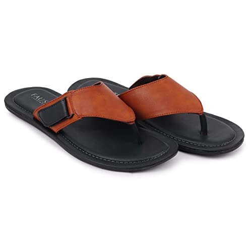Image of FAUSTO Mens Slip On Sleek Desgined Casual Flip-Flops | Indoor & Outdoor Thong Slippers With Buckle Strap