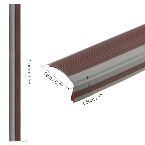 QUARKZMAN 5Ft Treppen-Nase, 2,5mm PVC Selbstklebender Treppenkanten-Schutz L-Form Treppenabschluss Treppenstufen Kantenverkleidung für den Außen- und Innenbereich, Kaffee/Grau