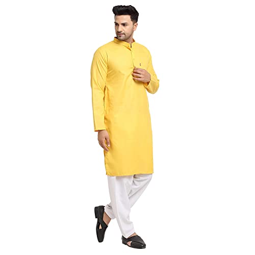 Image of Royal Kurta Mens Cotton Solid Pattern Kurta and Salwar Set