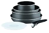 Tefal Ingenio L2047402 Kochtopf-Set mit 6 Töpfen und Pfannen, Grau (für alle Herdarten außer Induktion)