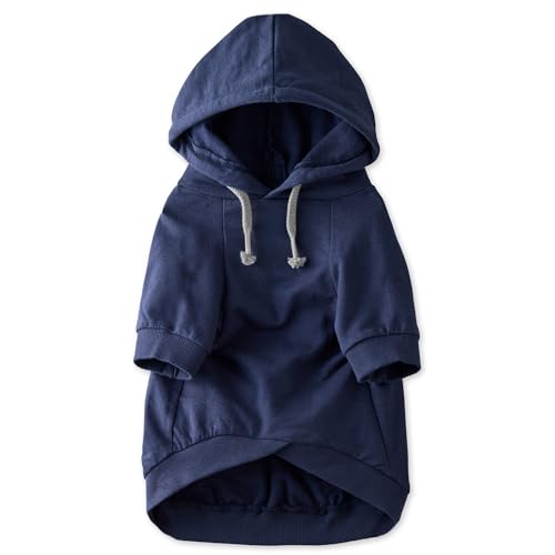 100 Organic Cotton Dog Hoodie Pet Coat for Small Medium and Large Dogs Navy Medium