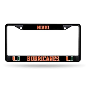 Rico Industries NCAA Miami Hurricanes Black License Plate Frame 12″ x 6″ Black Chrome Frame 12″ x 6″ Car/Truck Auto Accessory