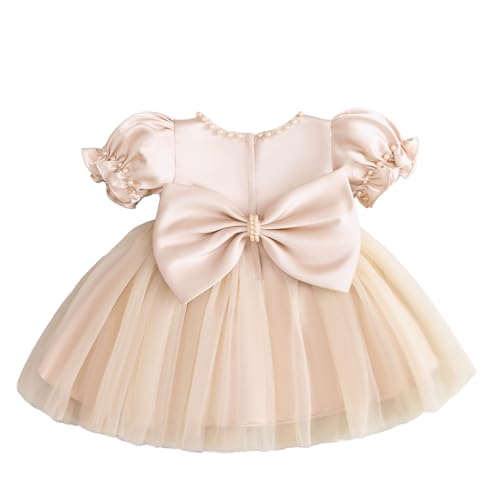 Toddler Baby Flower Girls Dress Wedding Guest Satin Birthday Party Formal Pageant Tulle Dress for Baby Girl