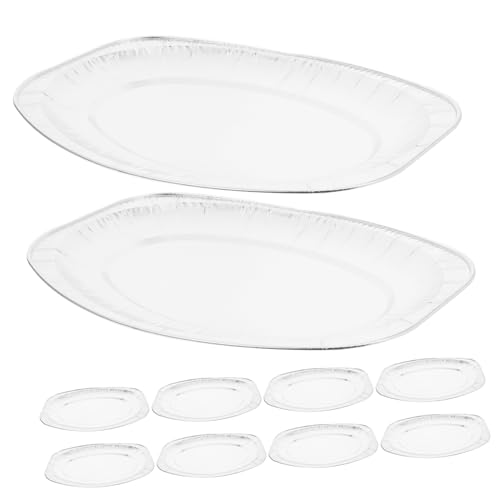 GLEAVI 10 Piezas Bandeja De Aluminio Para Fiestas Bandejas Desechables Resistentes Para Asar Parrilla Uso Exteriores Unidades Grande