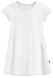 City Threads Big Girls' Cotton Short Sleeve Cover Up Dress for Sensitive Skin SPD Sensory Friendly, White, 7