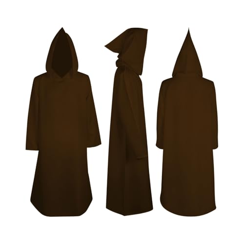 Boys Girls Halloween 𝐂ostume Cloak Cape Witch Hoodie Open Front Plain Cape Holiday Party Trendy (Brown, 3-4 Years)