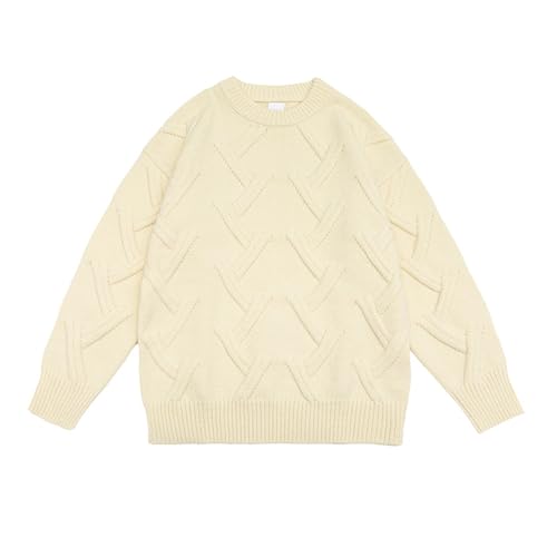 Pull tricoté col rond homme haut de gamme en maille unie et coupe ample