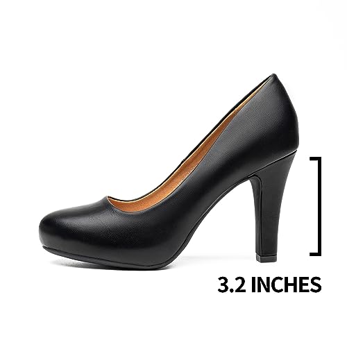 Trary Women's Heels for Women, Black Heels White Heels Brown Heels Nude Heels, Low Platform Heels, IN3.2 High Heel Closed Round Toe Pumps Dress Office Wedding Shoes for Women2