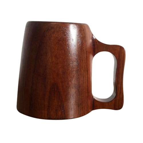 HIAKDOFT 木製マグカップ メンズ用 大容量 オフィスやアウトドアに コーヒーやミルク対応 滑らかな手触りと快適な持ち手付き